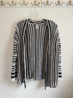NIC+ZOE Open-Front Striped Crochet Summer Cardigan